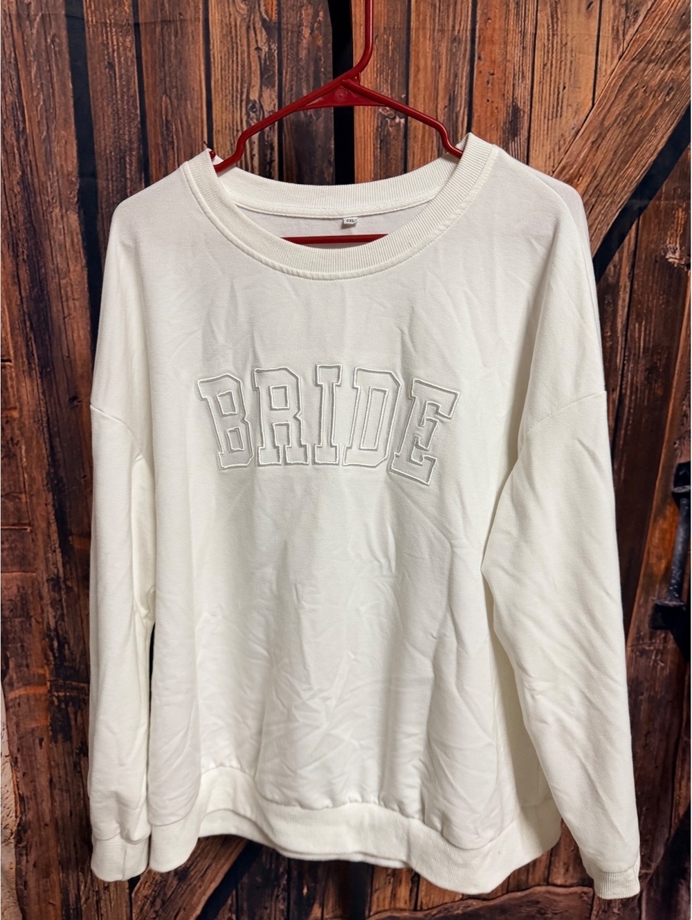 White 'Bride' Embroidered Sweatshirt Size 2XL